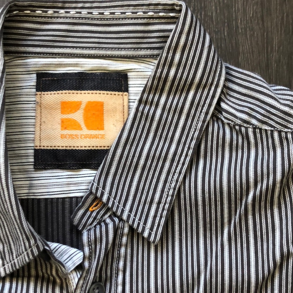 Hugo Boss Medium Dress Shirt with Black Stripes